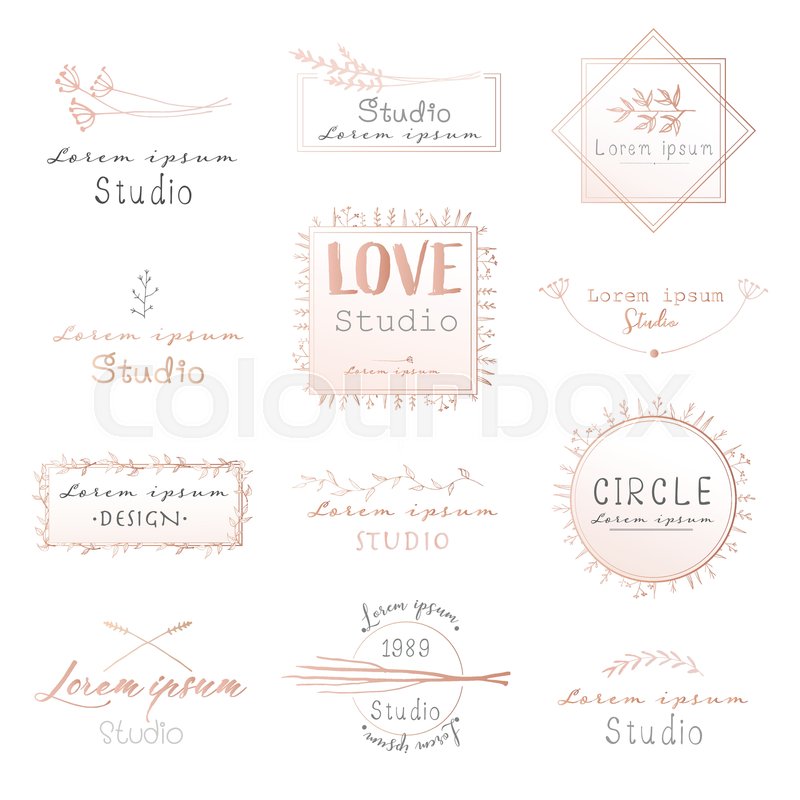 800x800 Feminine Logo, Hand Drawn Flowers, Stock Vector Colourbox