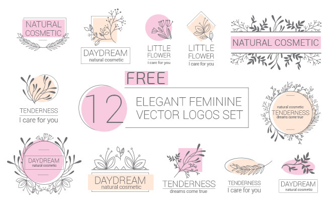 660x415 Free Elegant Feminine Vector Logos Set Free Templates