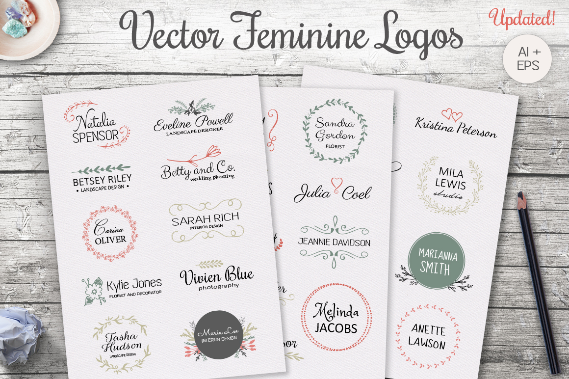 1160x772 Vector Feminine Logo Templates
