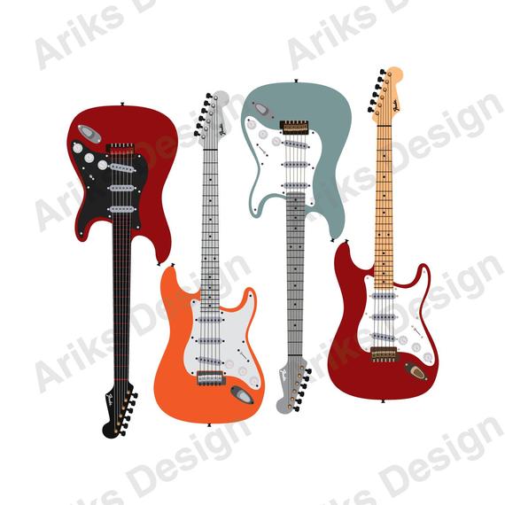 570x570 Electro Fender Guitar Print Fender Candy Red Orange Etsy