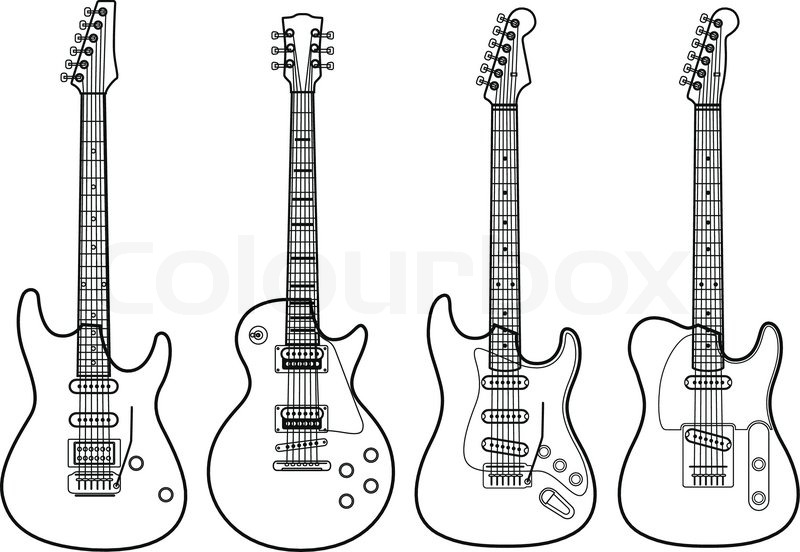 800x552 Vector Silhouettes Of Electric Guitars Stock Vector Colourbox