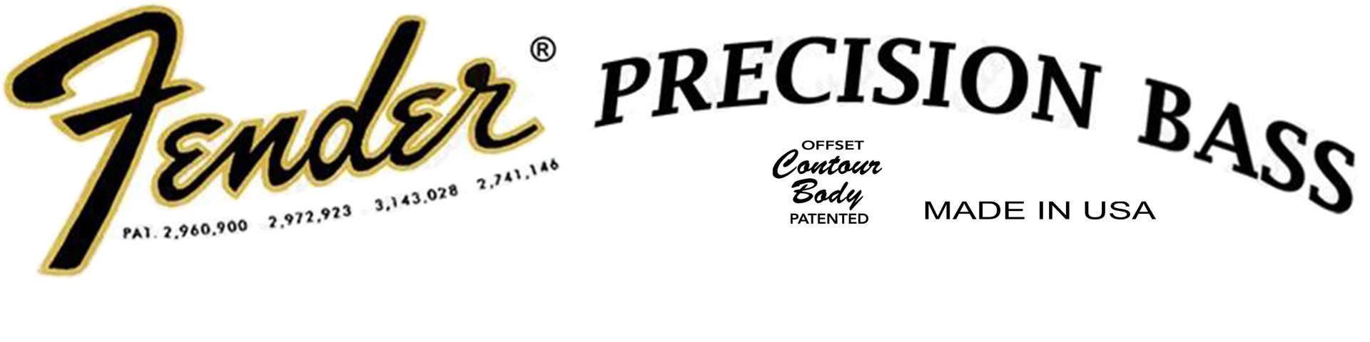 1920x480 Fender Precision Bass Waterslide Logo Decal