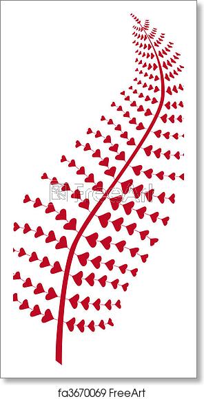 296x580 Free Art Print Of Heart Fern Leaf, Vector Red Fern Leaf