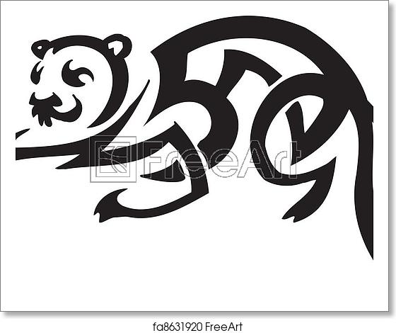 560x470 Free Art Print Of Ferret In Tribal Style