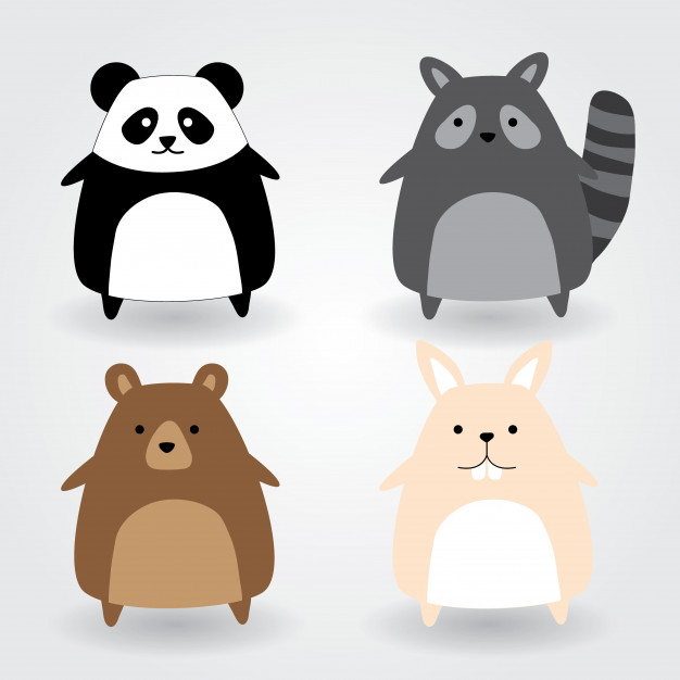 626x626 Cute Animal Set Including Panda, Ferret, Bear, Rabbit Vector