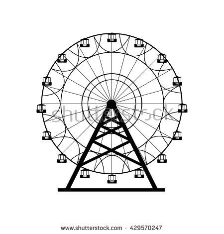 450x470 Ferris Wheel Silhouette, Circle Carnival Funfair Background