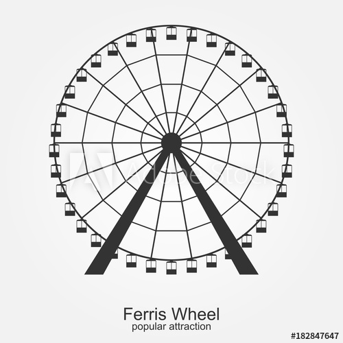 500x500 Ferris Wheel Silhouette, Circle Vector Illustration Carnival