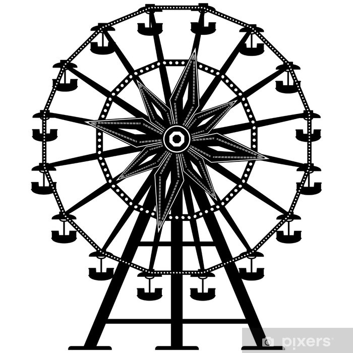 700x700 Amusement Park Ride Ferris Wheel In Vector Silhouette Poster
