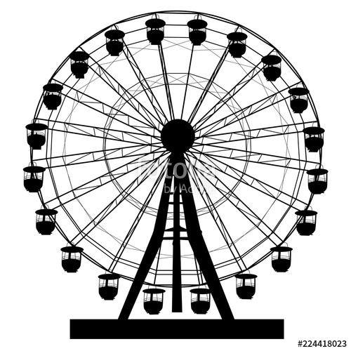 500x500 Silhouette Atraktsion Colorful Ferris Wheel On White Background