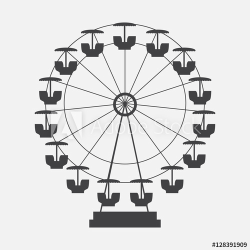 500x500 Ferris Wheel Icon Silhouette Entertainment Round Attraction Ve