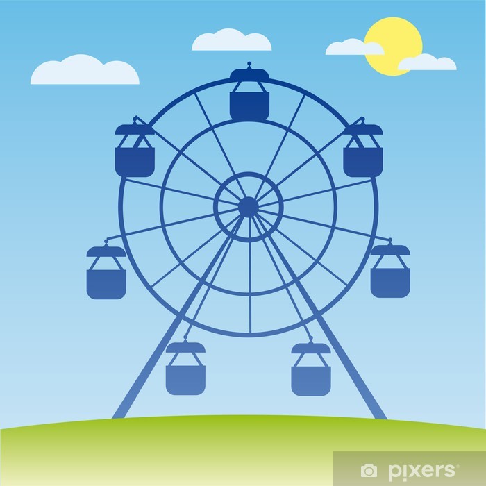 Ferris Wheel Vector Illustration Amusement Park Cartoon Wall 700x700 Ferris Wheel Vector Illustration Amusement Park Cartoon Wall