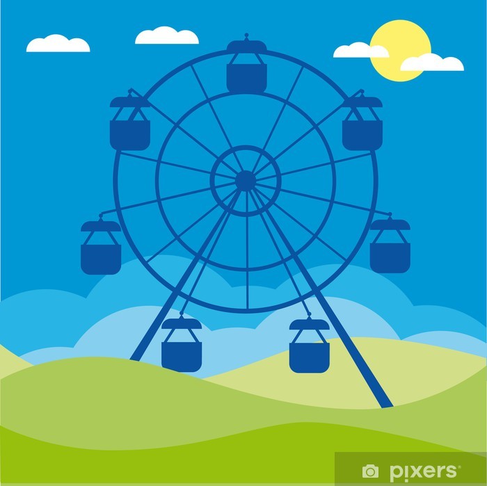 Ferris Wheel Vector Illustration Amusement Park Cartoon Poster 700x699 Ferris Wheel Vector Illustration Amusement Park Cartoon Poster