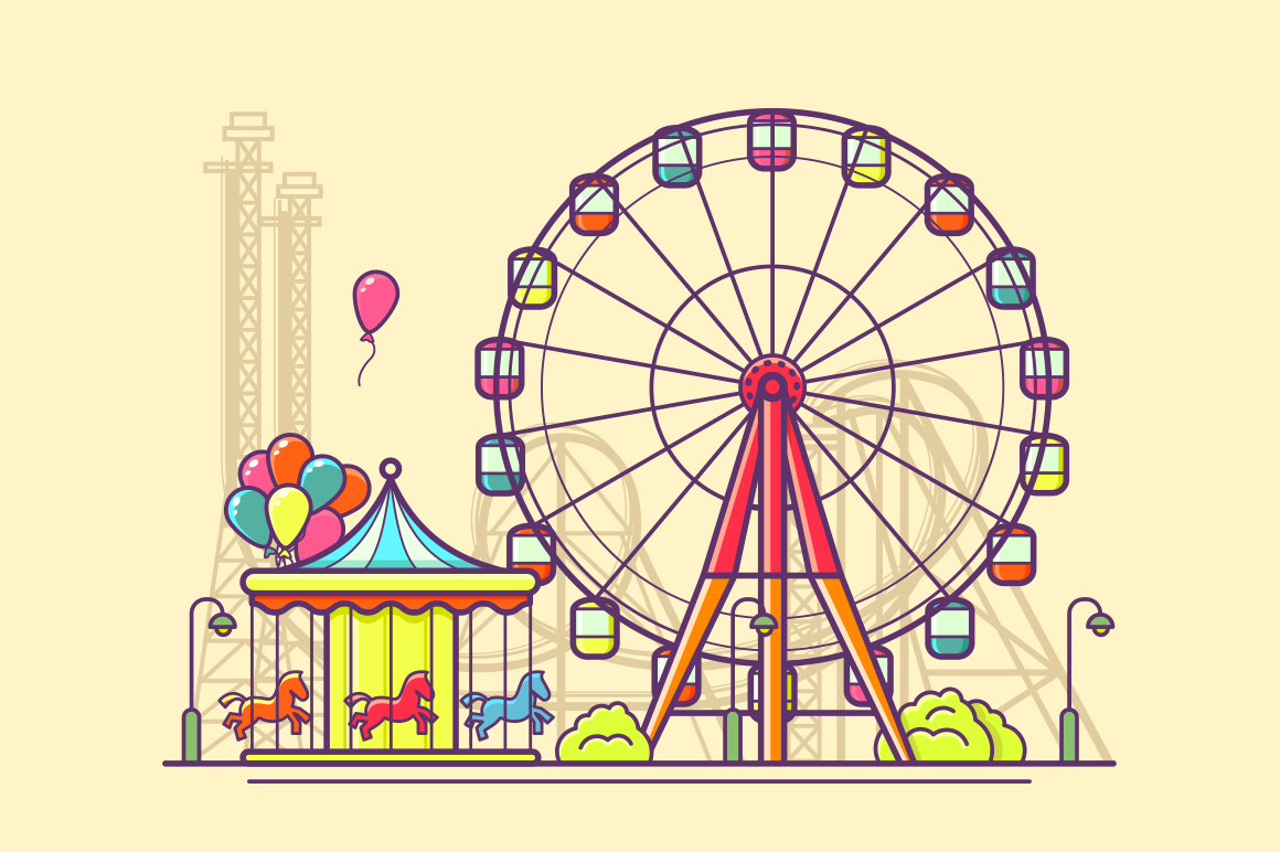 Funfair With Ferris Wheel Illustration Sweet Illustration 1160x772 Funfair With Ferris Wheel Illustration Sweet Illustration