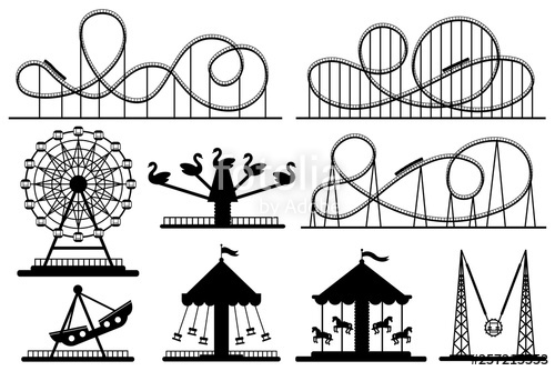 500x334 Amusement Park Silhouette Roller Coaster, Festive Carnival