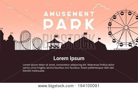 450x289 Silhouette Amusement Park Scenery Vector Flat Amusement Park
