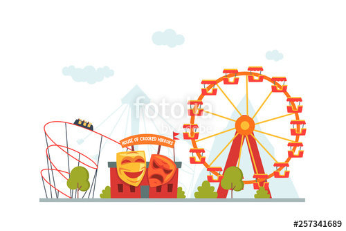 500x334 Amusement Park, House Of Crooked Mirrors, Roller Coaster