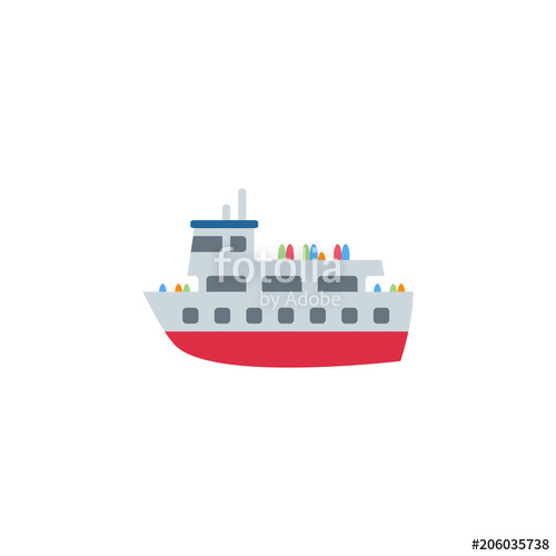 500x500 Ferry Boat, Passenger Ship Sea Transport, Transportation Vector