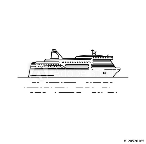 500x493 Ferry Boat Vector Illustration In Linear Stile
