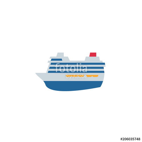 500x500 Passenger Ship, Ferry Boat Vector Illustration Flat Icon Symbol