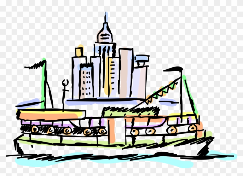 840x609 Vector Illustration Of Ferry Or Ferryboat Watercraft