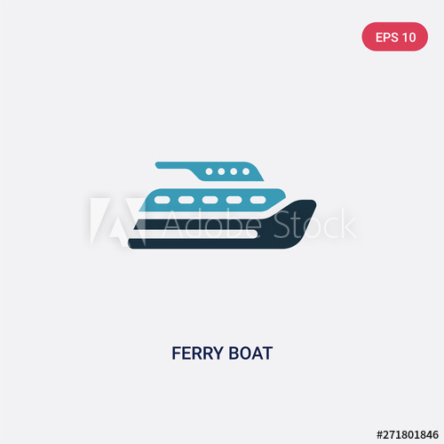 500x500 Two Color Ferry Boat Vector Icon From Transportation Concept