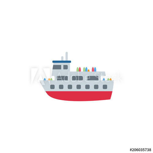500x500 Ferry Boat, Passenger Ship Sea Transport, Transportation Vector