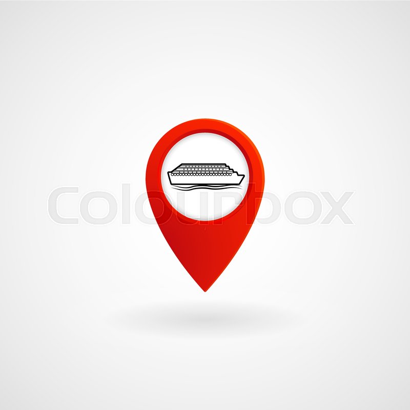 800x800 Red Location Icon For Ferry, Vector, Stock Vector Colourbox