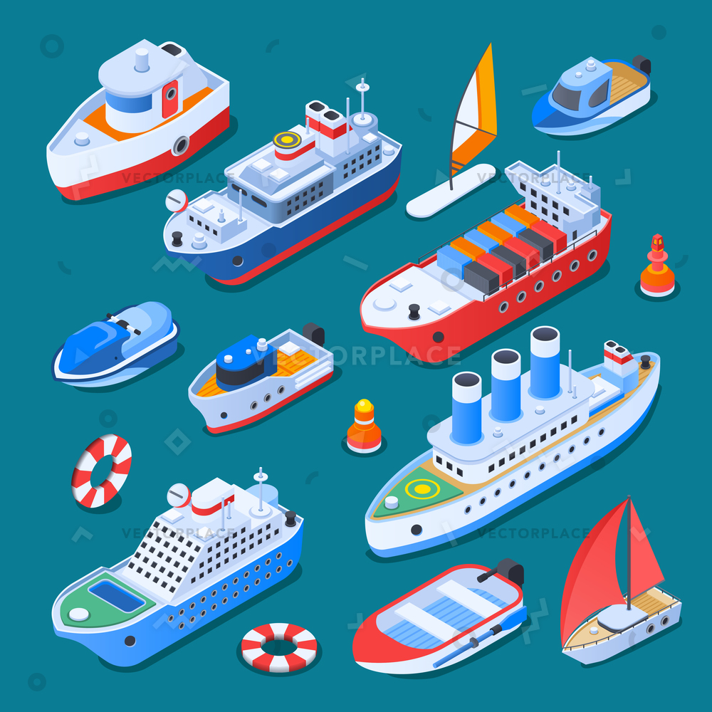 1000x1000 Ships Including Sail Boats Ferry Cruiser Vector Illustration