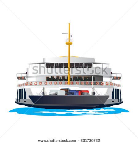 450x470 Ferry Boat Isolated On White Background It Is Taking Cars