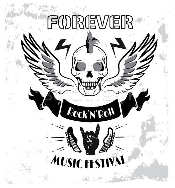 558x600 Forever Rock N Roll Music Fest Vector Illustration Vector