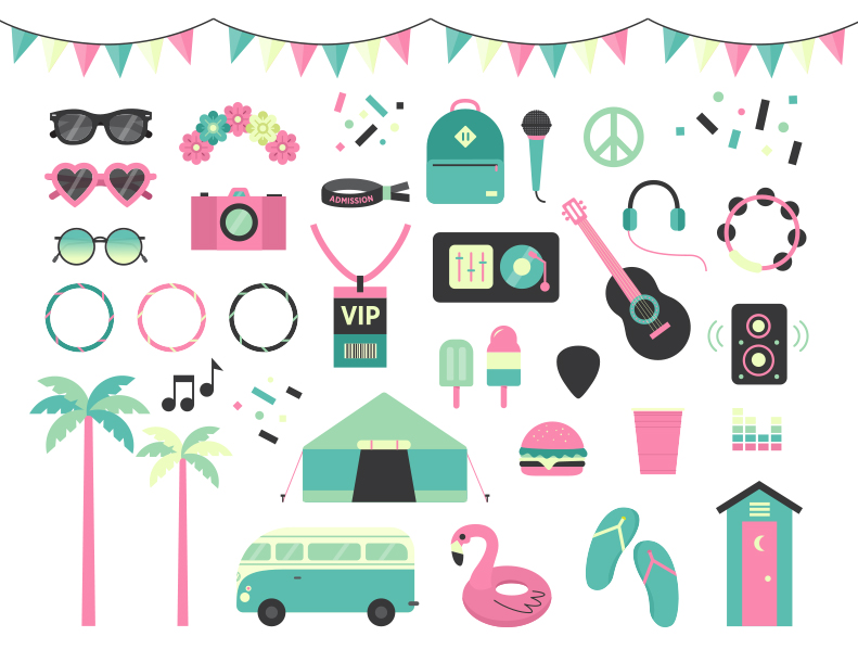 791x610 Music Fest Vector Icon Collection