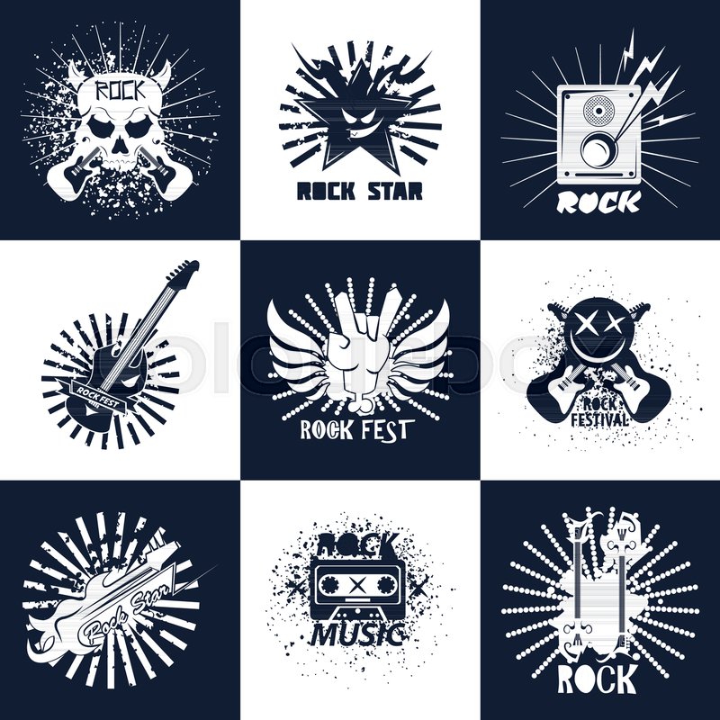 800x800 Rock Band Or Music Fest Vector Logo Stock Vector Colourbox