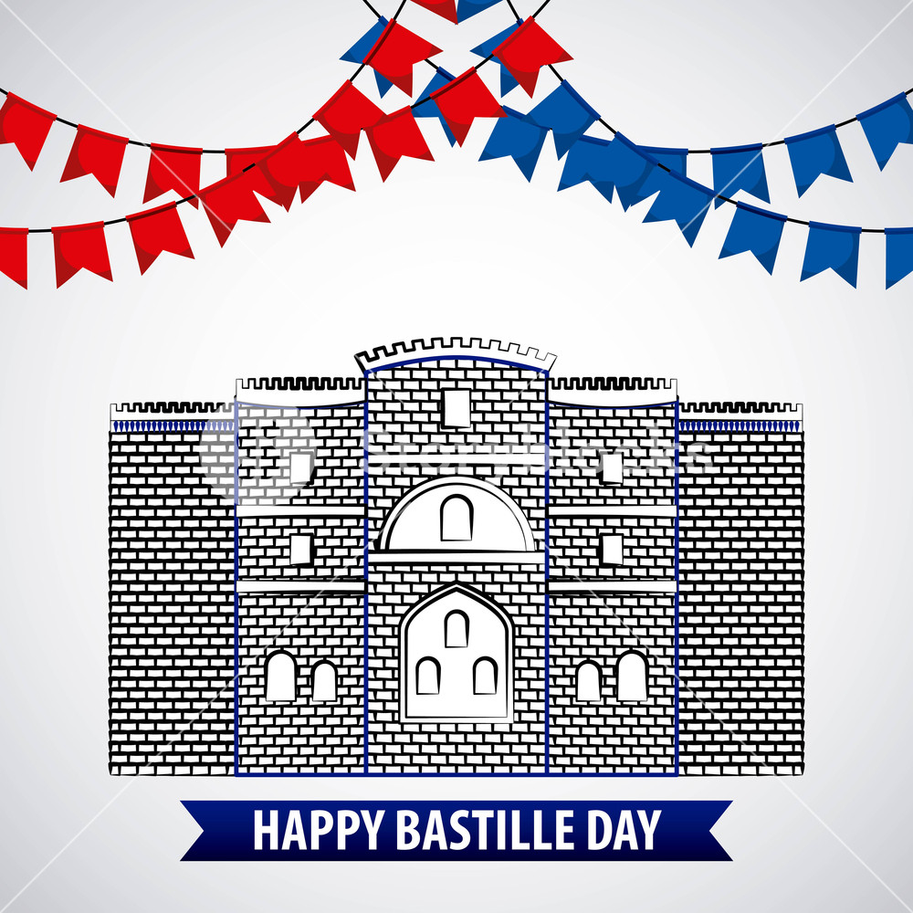 1000x1000 French Celebration Pennants Castle Bastille Fest Vector