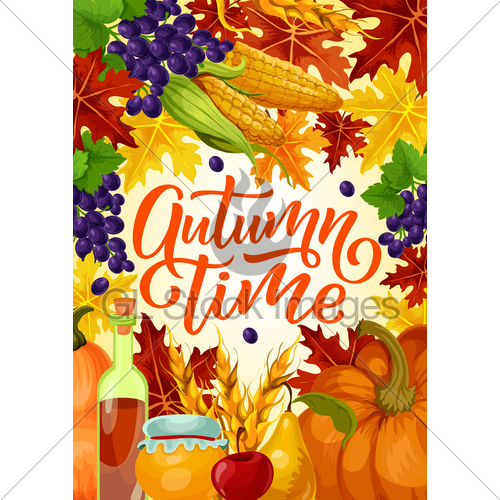 500x500 Autumn Time Harvest Fest Vector Poster Gl Stock Images
