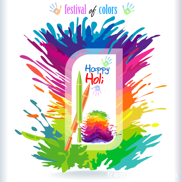 600x600 Happy Holi Festival With Color Background Vector Free Download