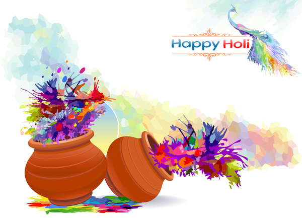 600x445 Happy Holi Festival With Color Background Vector Free Download
