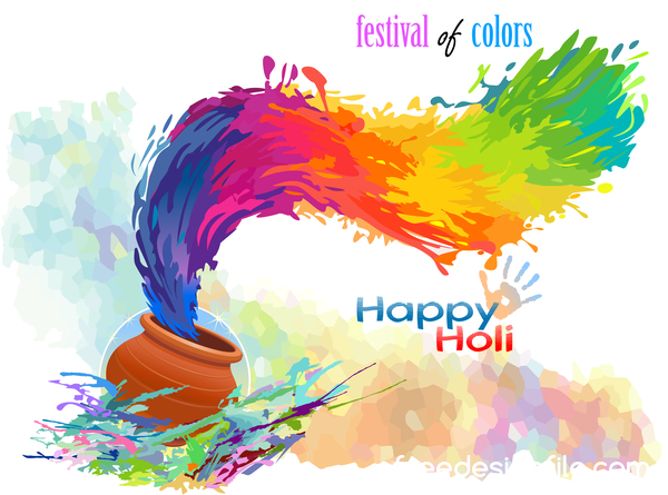 600x445 Happy Holi Festival With Color Background Vector Free Download
