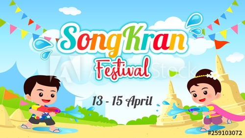 500x282 Songkran Festival Background Vector Illustration Thailand Holiday