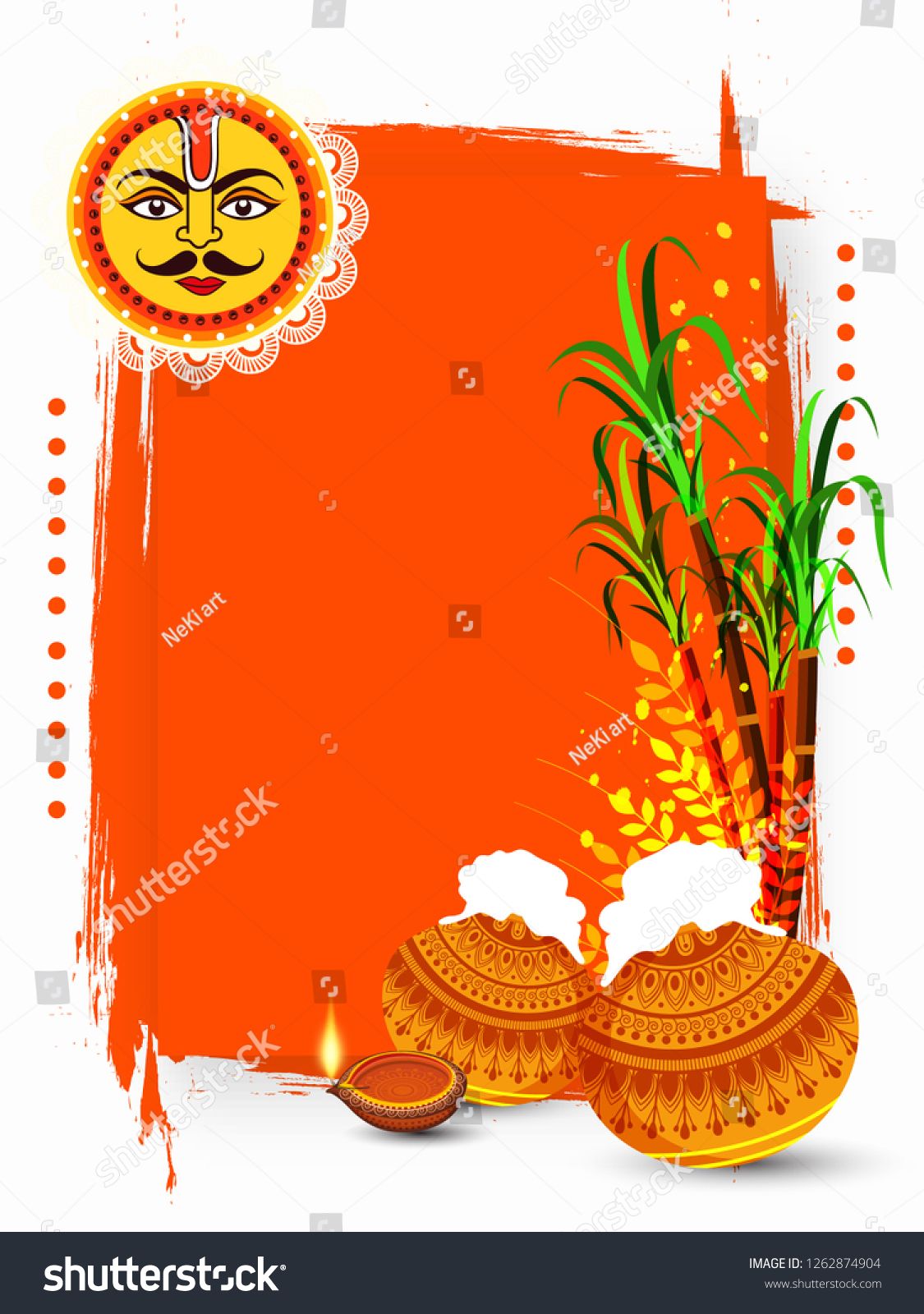 1125x1600 South Indian Festival Pongal Background Template Design Vector