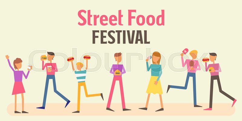 800x400 Street Food Festival Banner Poster Stock Vector Colourbox