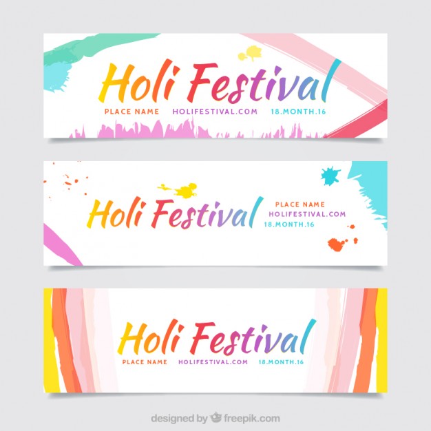 626x626 Watercolor Lines Holi Festival Banners Vector Premium Download
