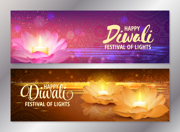 600x441 Diwali Festival Banners Vector Material Free Download