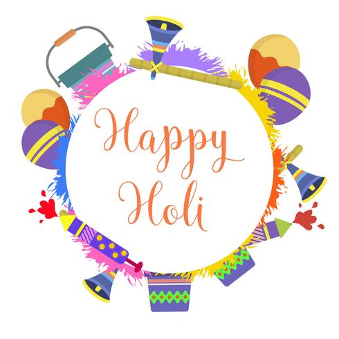 490x490 Flat Holi Festival Vector