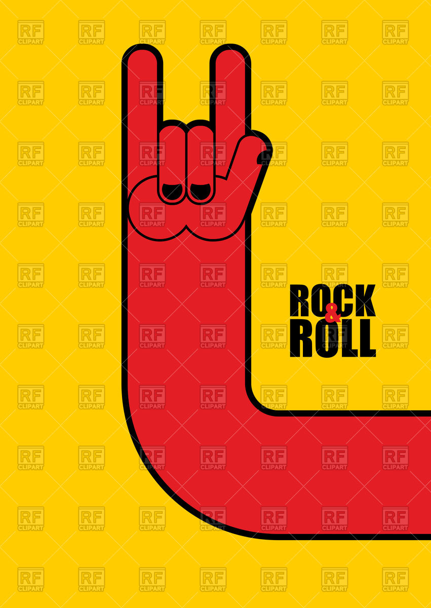 851x1200 Hand With Rock Or Roll Sign, Poster For Rock Festival Vector Image