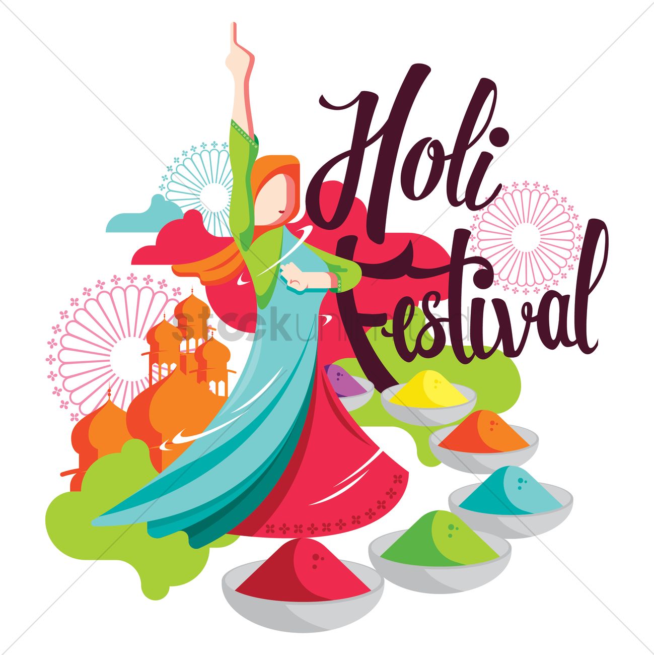 1299x1300 Holi Festival Vector Image