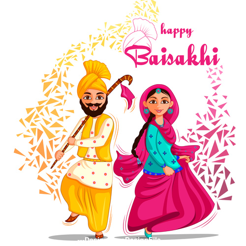 500x500 India Cartoon Happy Vaisakhi Festival Vector Free Download