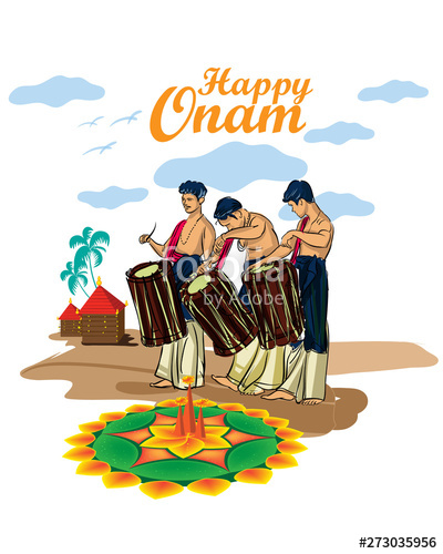 400x500 Happy Onam Kerala Festival Vector Illustration Stock Image