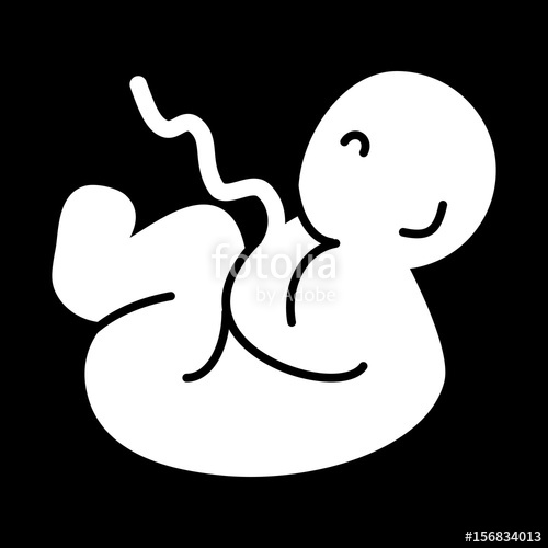 500x500 Fetus Vector Icon Black And White Baby Illustration Solid Linear
