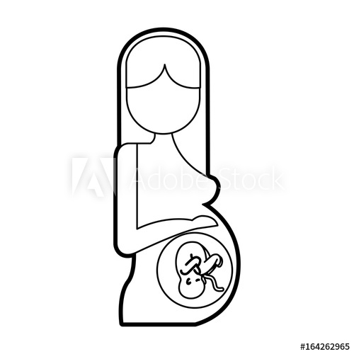 500x500 Pregnant Woman With Her Fetus Vector Illustration Design
