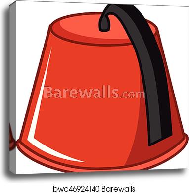 382x390 Red Turkish Fez Icon, Flat Style, Canvas Print Barewalls Posters
